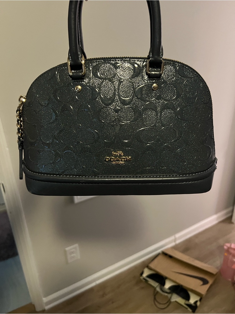 COACH SET Mini Sierra Satchel
Handbag Debossed Patent
Leather, Charcoal - Picture 2 of 5